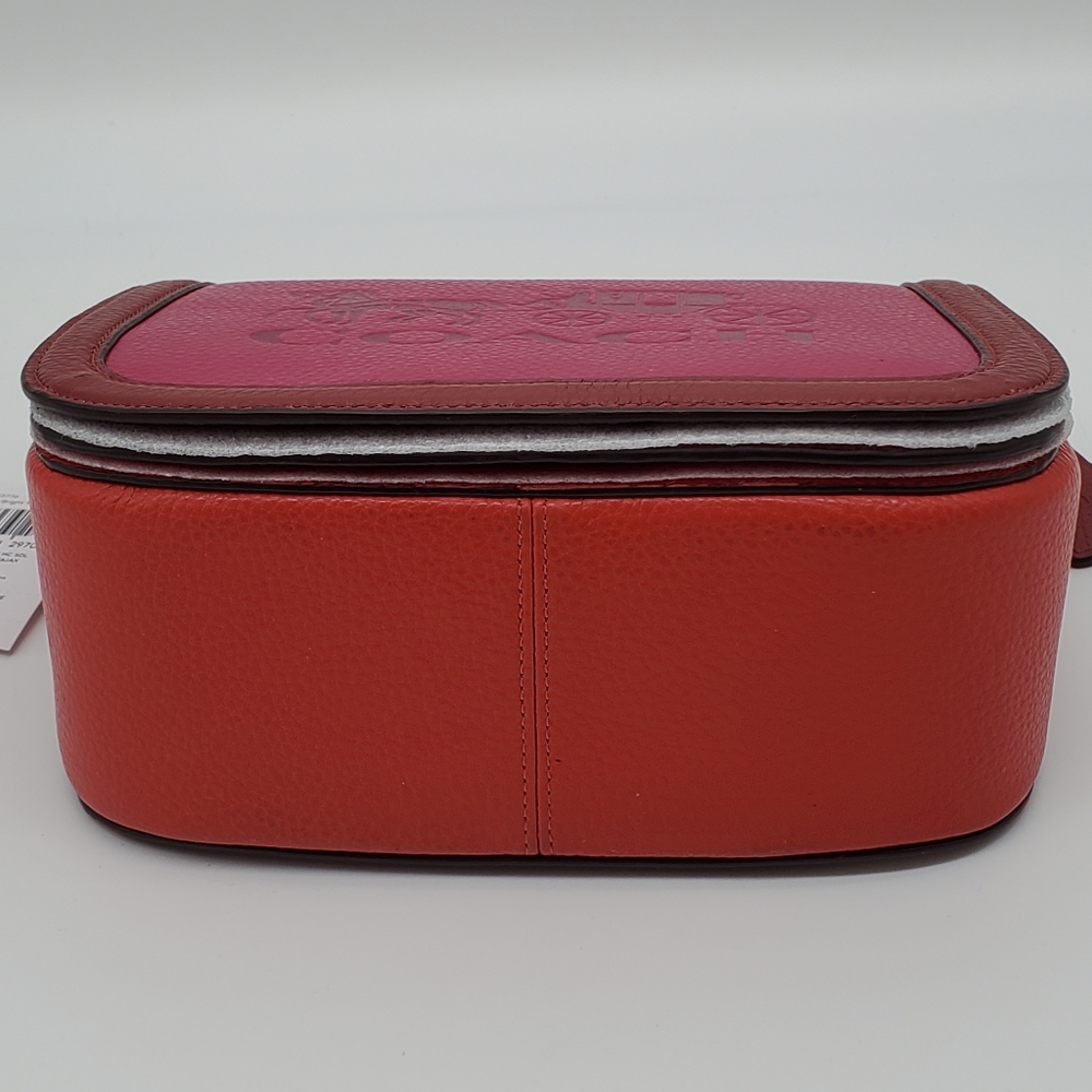 Coach Saddle with Horse & Carriage Leather Crossbody Colorblock Pink Ra - Picture 9 of 16